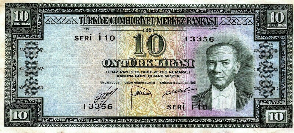 Turkey: 10 Lira, 1959