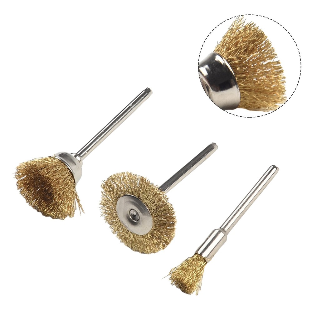 3PCS Rotary Drill Wire Wheel Cup Brush Drill Set Rust Paint Remover Tool 3 Type