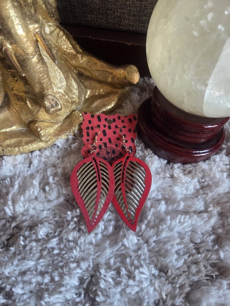 Handmade hand painted leaf earrings