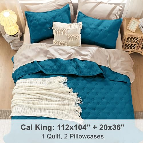 Quilt Set Teal - Oversized Lightweight Summer California King Teal Blue