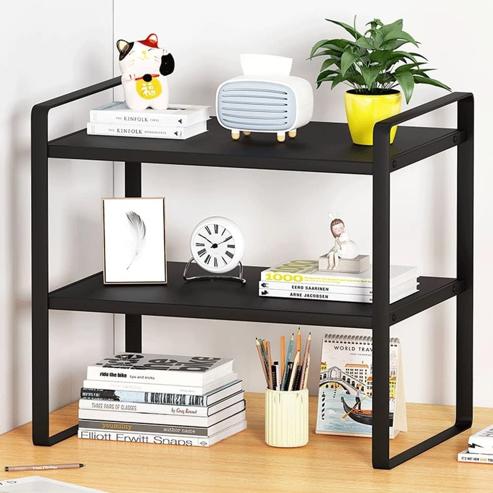 Desktop Organizer Shelf Office Storage Rack Computer Desk Bookshelf Adjustable