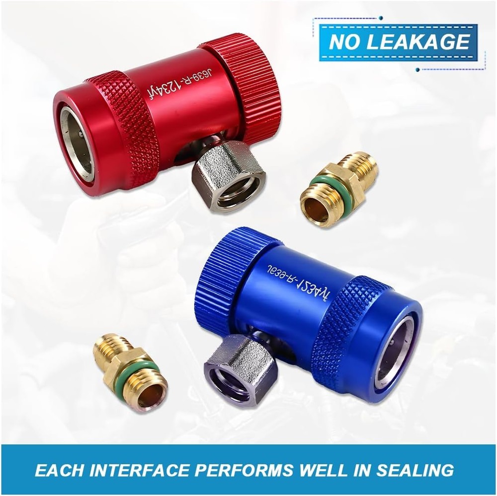 R1234yf A/C Refrigerant Quick Coupler Adapter Set, Adjustable High & Low Pressur
