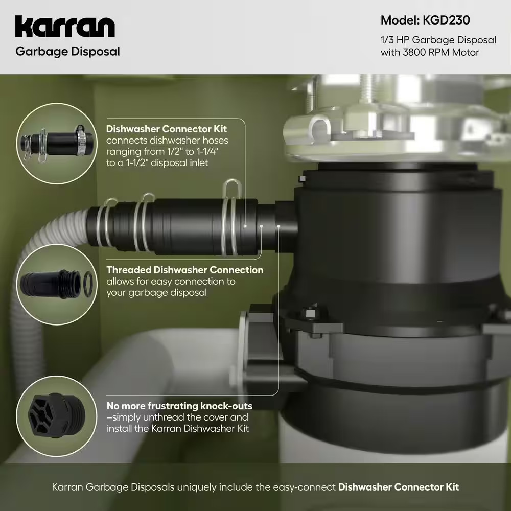 1/3 HP Continuous Feed Garbage Disposal with Power Cord