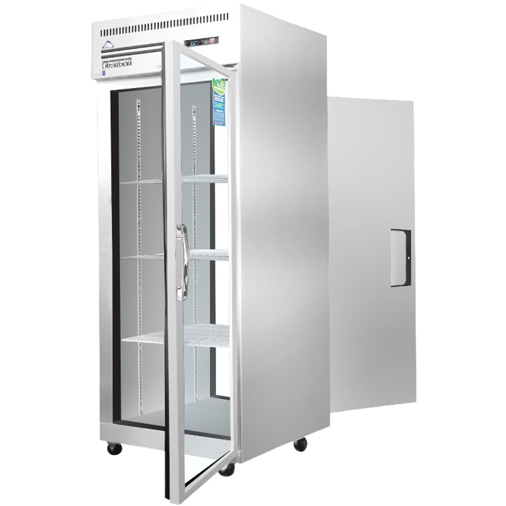 Everest ESPT-1G-1S One Section Pass-Thru Refrigerator w/ Solid & Glass Full D...