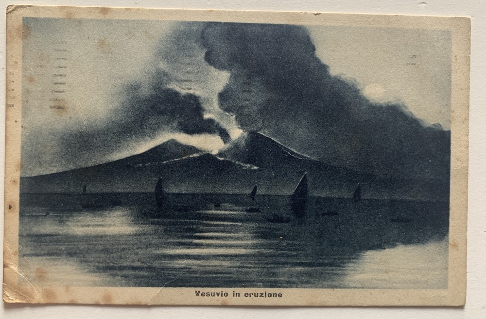 VINTAGE POSTCARD VESUVIUS ERUPTING NAPLES C. COTINI