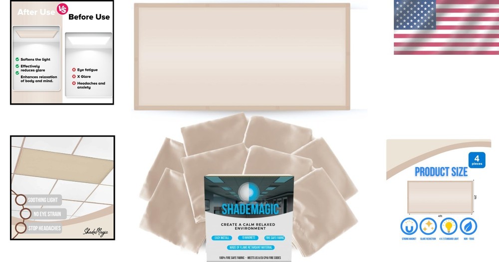 Mocha Fluorescent Light Filter Covers - 4 Pack for Glare Reduction