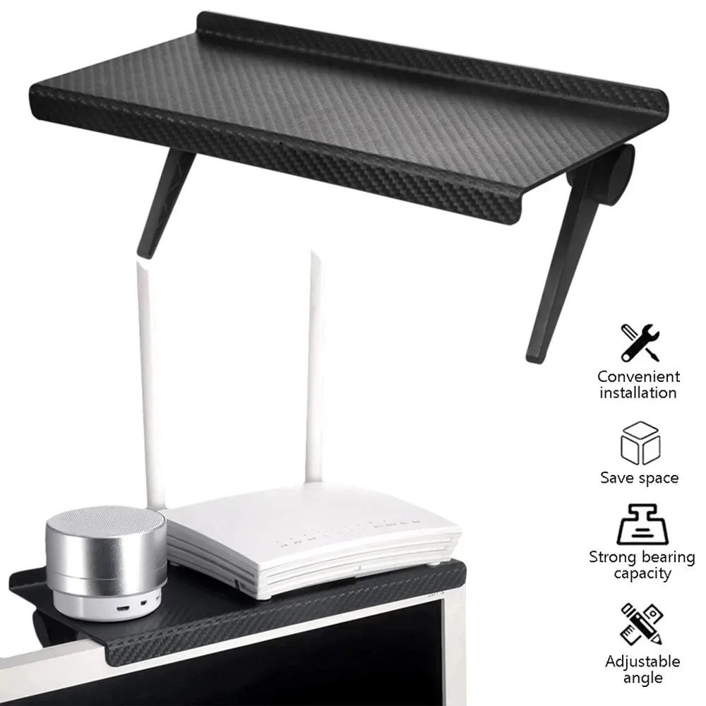 TV Computer Caddy Screen Top Shelf Desktop Adjustable Storage Organize Bracket