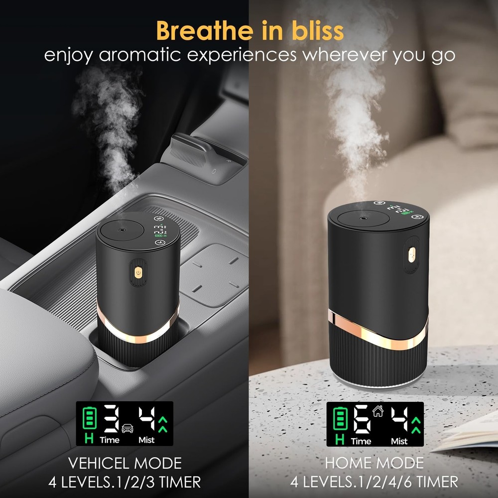 Waterless Essential Oil Diffuser Rechargable: Portable Aromatherapy Diffuser ...