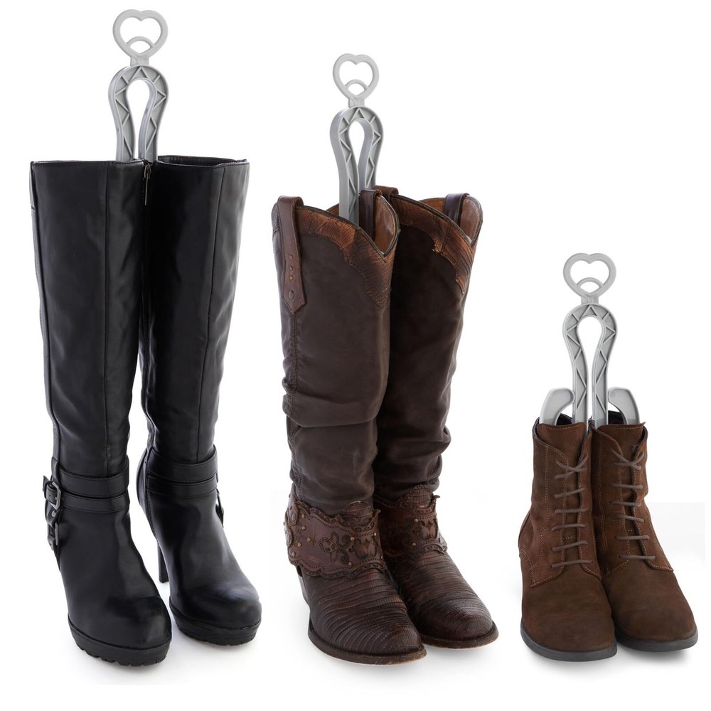 Juvale 6 Pack Folding Boot Shaper Stands for Storage, Grey Clip Support Inserts,