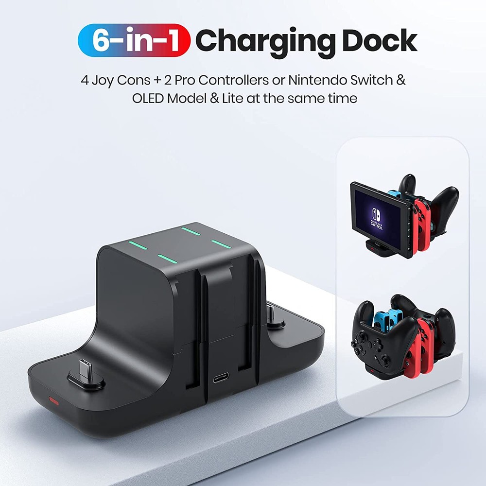 NEWDERY Controller Charger Dock For Nintendo Switch Pro Controller and Joy con