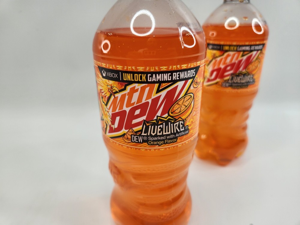 Mountain Dew LiveWire 2 Bottles New Unopened Orange Live Wire