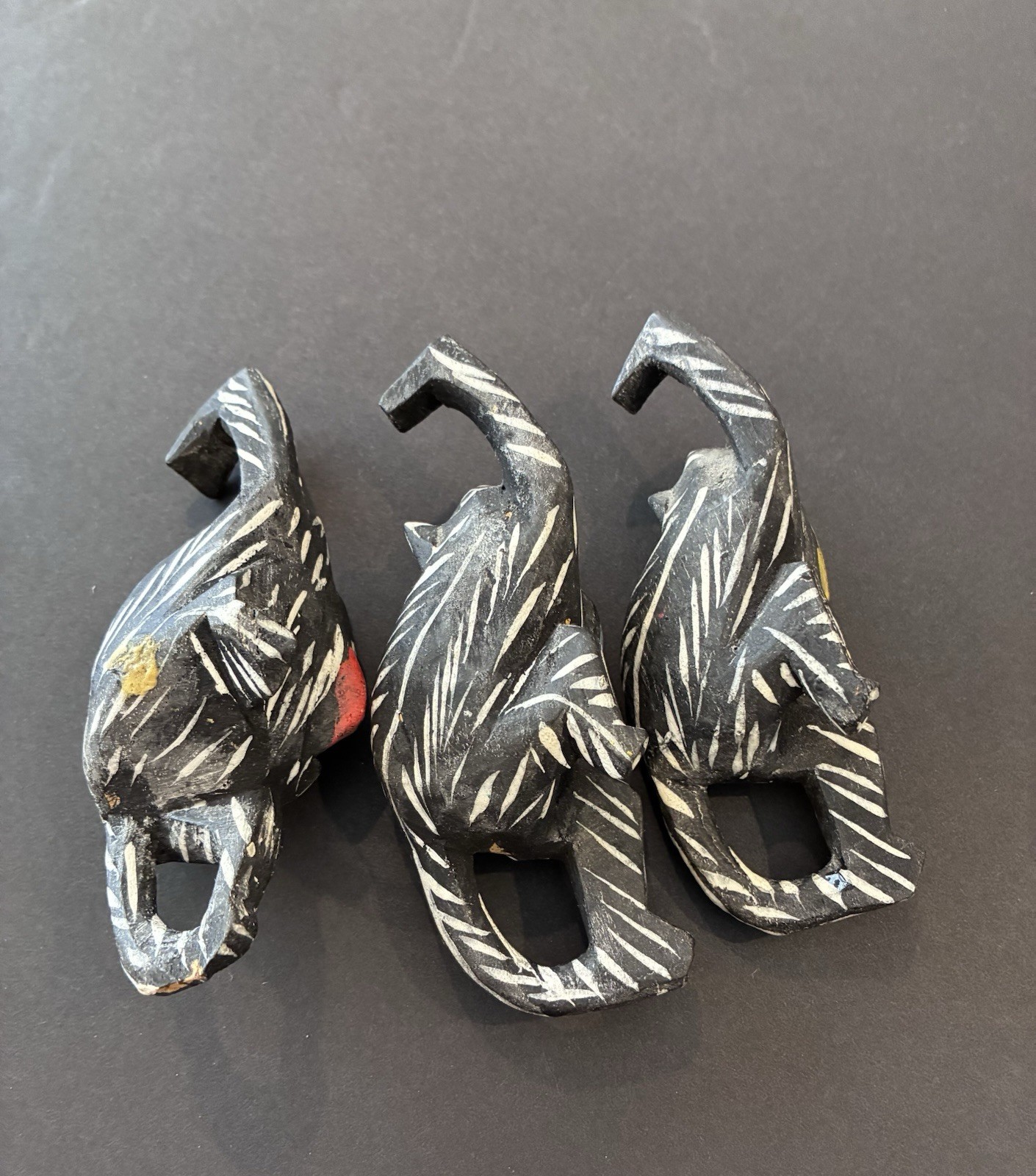 Vintage Hand Painted Wood Carved Hanging Monkeys Folk Art