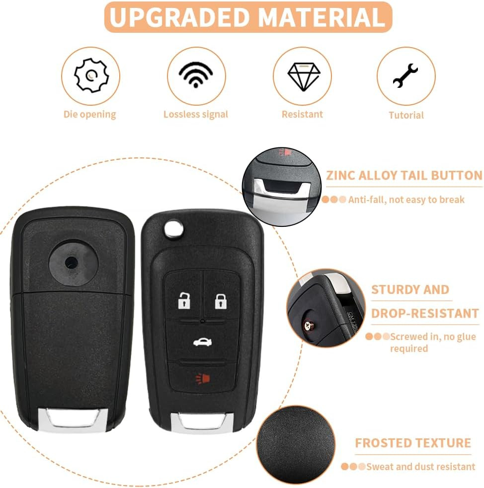 4 Button Key Fob Keyless Entry Remote Shell Case Replacement for Chevy Cruze Equ