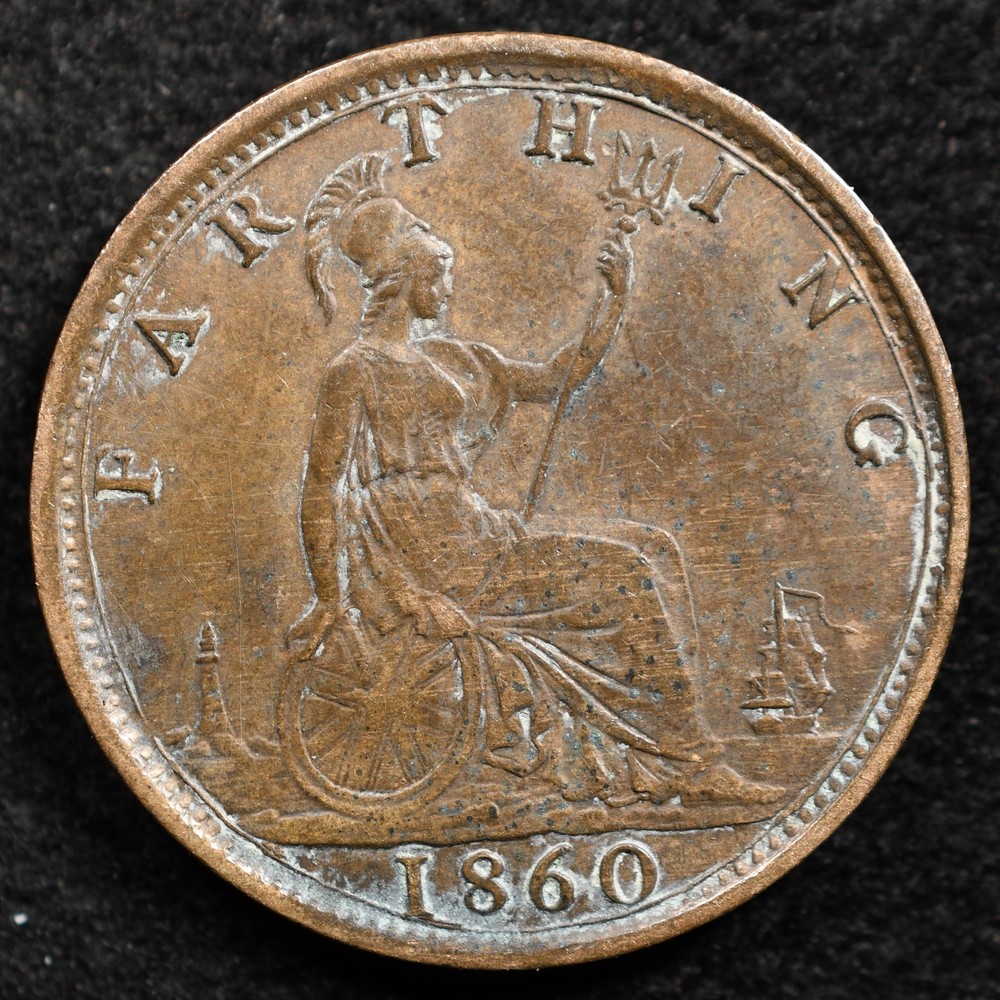Great Britain 1 Farthing 1860, Coin, Toothed Border	, Inv#E927