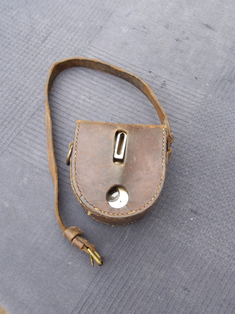 Vintage DENT Brass Security Time Clock With Leather Pouch - NO Key Untested