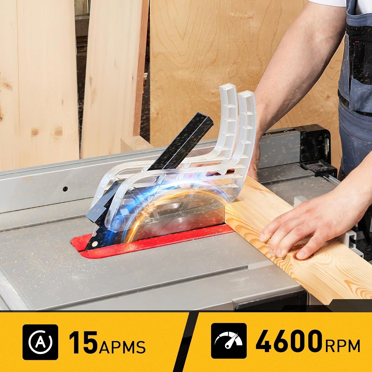 MarvTool 10" Table Saw with 36T Blade 15Amp 4600RPM 90°& 0-45°Cutting Corded Saw