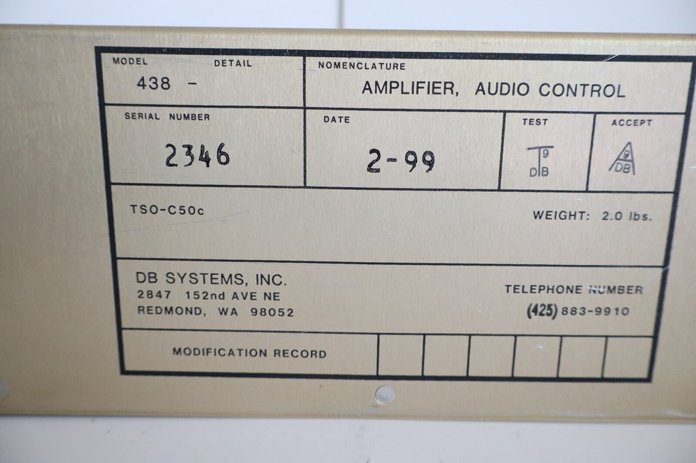 DB Systems 418 Audio Control Amplifier - Removed Working (4 Available)