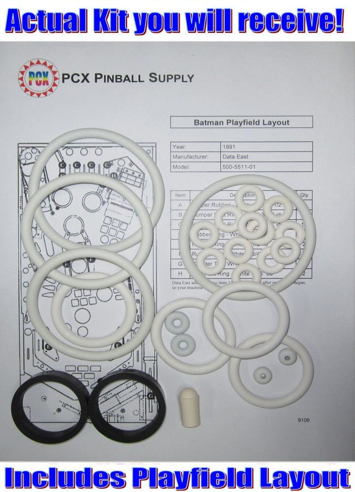 1991 Data East Batman Pinball Basic Rubber Ring Kit