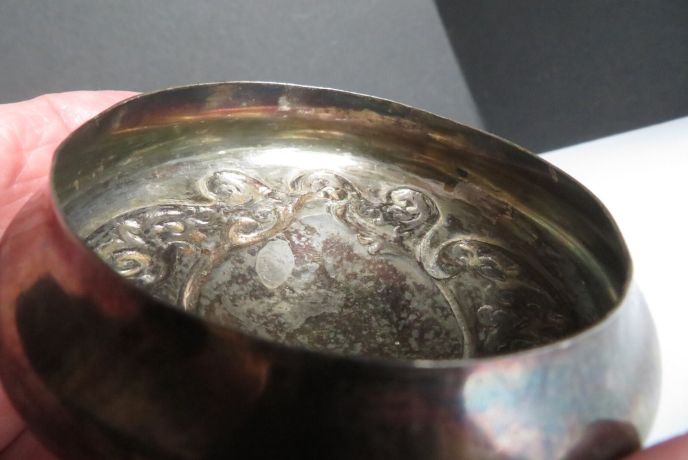 VINTAGE 3" Sterling OR Silver Plate *VIDEO* Candy/Sugar Jar Lid W/Ornate Pattern