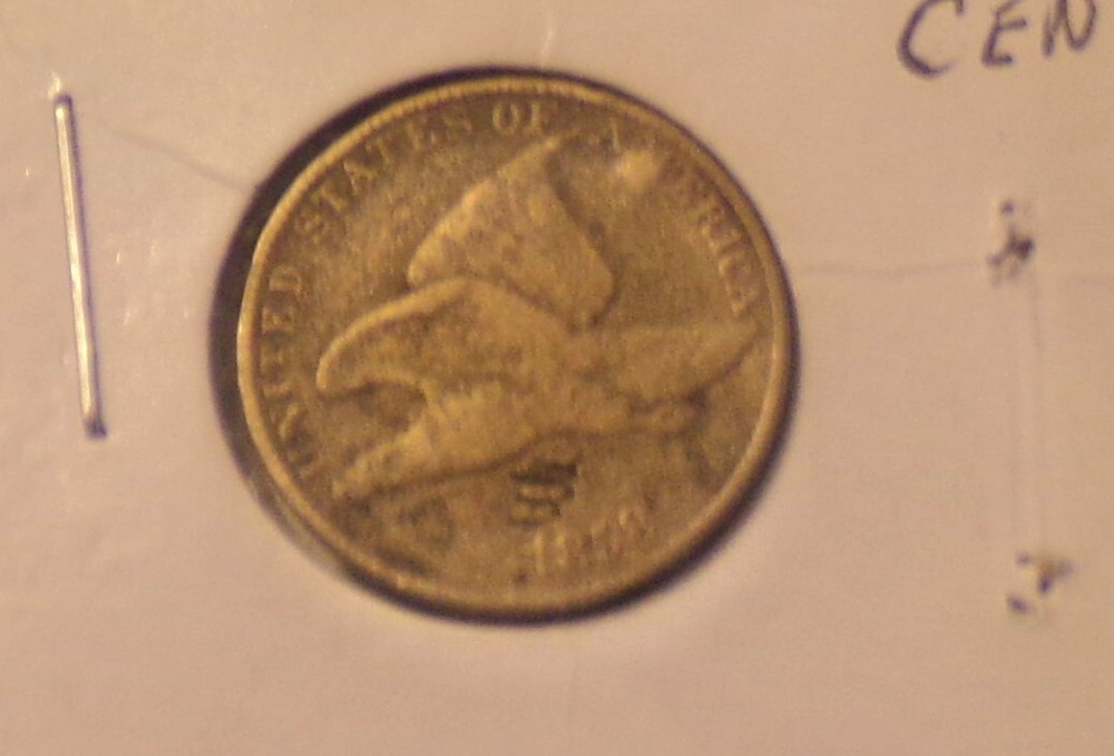 1858 FLYING EAGLE CENT COPPER-NICKEL WITH POSSIBLE ERROR ON DATE G/VG COND