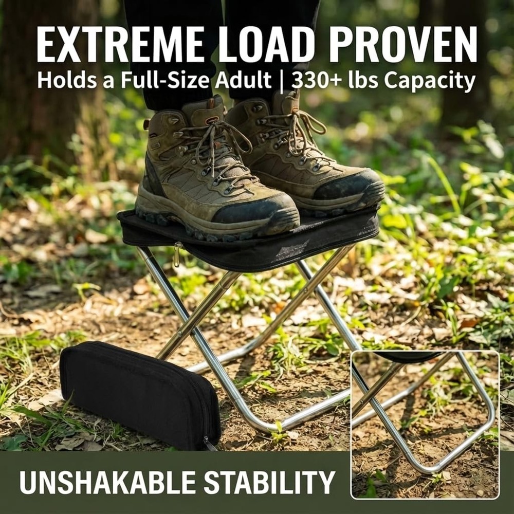 Foldable Backpack Stool for Adults - Portable Folding Stool with 350lb Capaci...