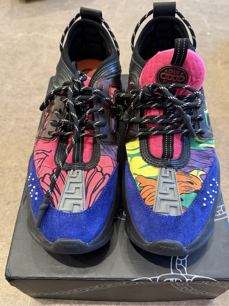 Versace Chain Reaction Black & Multicolor Trainers - Size 10