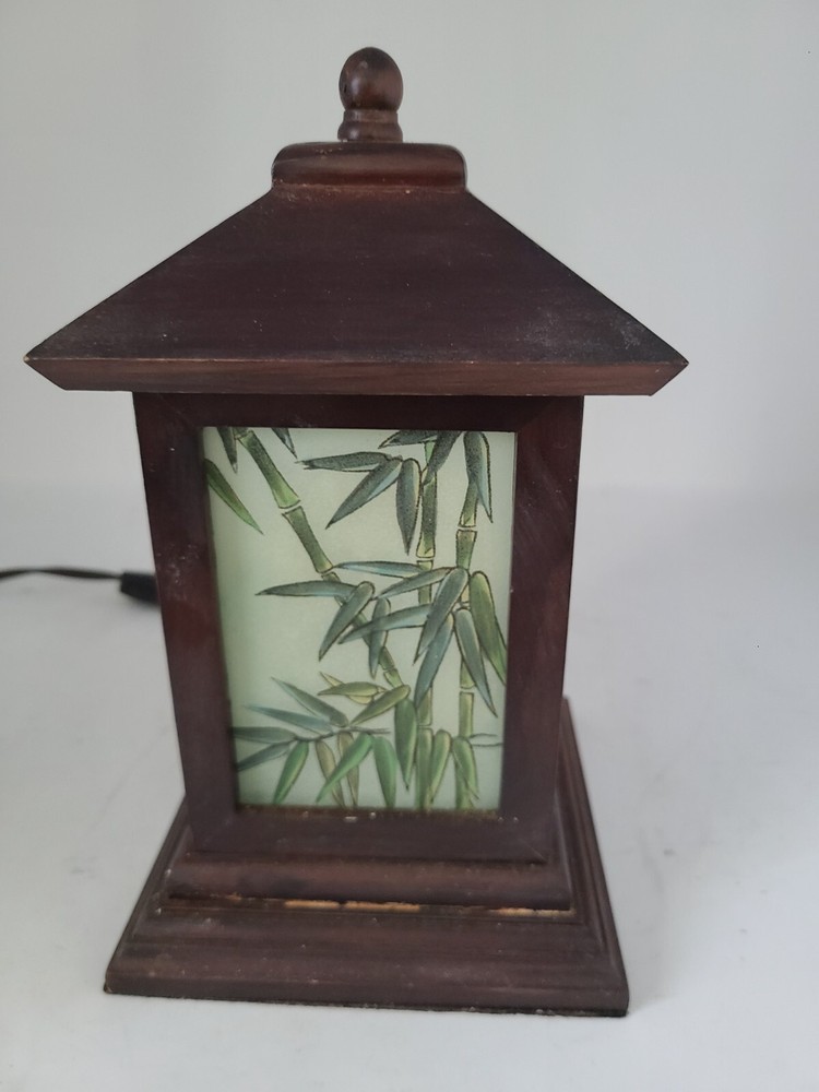 Night Light Wood and Glass Panel Lantern Style