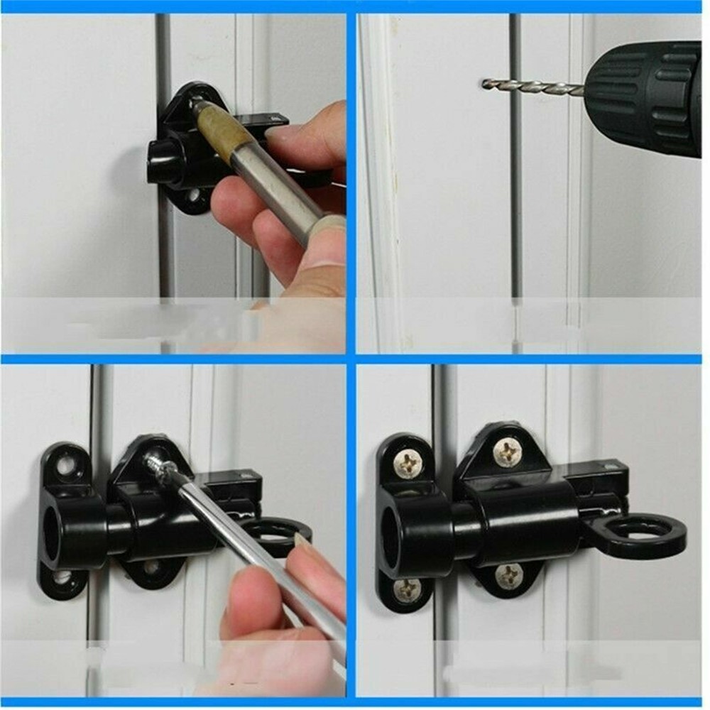 Black Aluminium Alloy Spring Door Lock with Automatic Locking Mechanism D