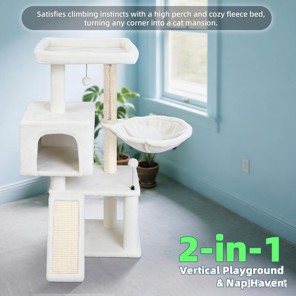 Cat Tree W/ Cat Condo & Hammock Cat Tree W/ Scratching Posts & Scratching Pads
