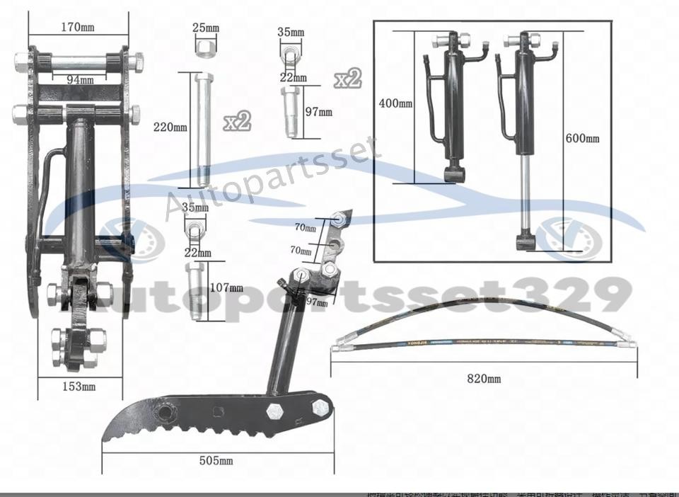 Mini Excavator Attachment Three Holes Hydraulic Clip Thumb for Small Digger