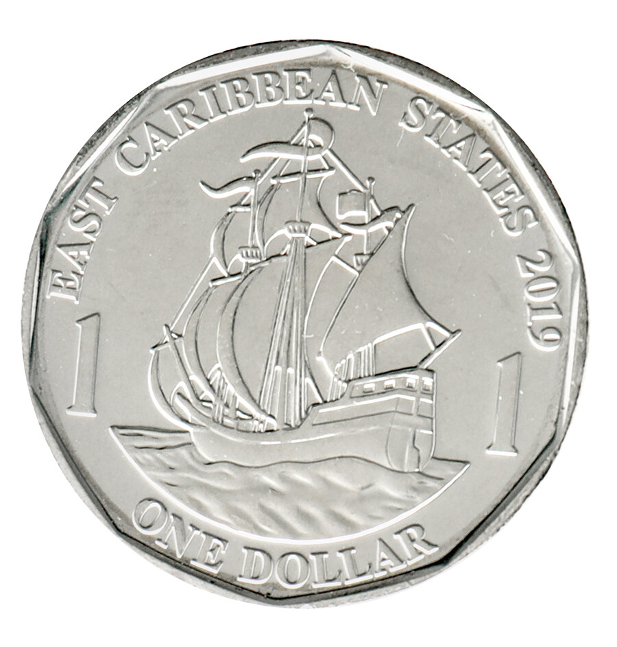 Eastern Caribbean 1 Dollar, 2012-2019, KM #39a, Mint