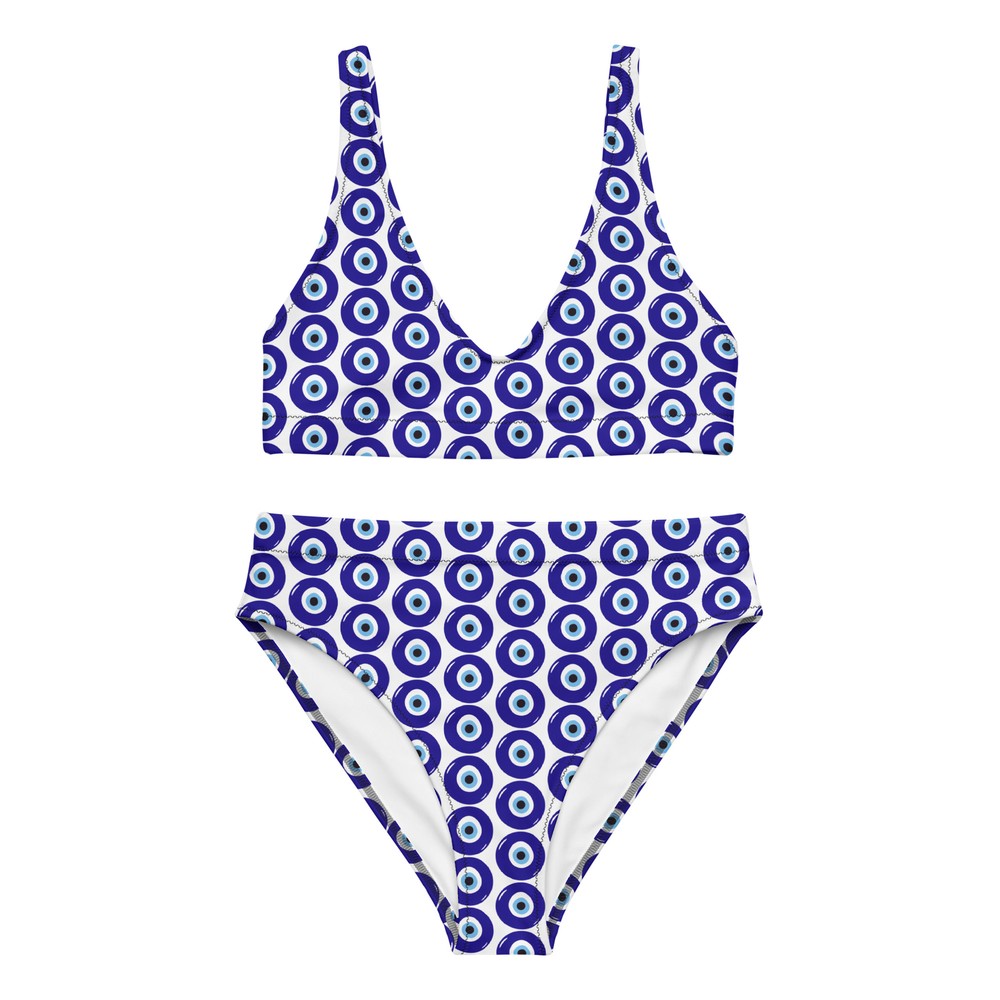 evil eye print | recycled high-waisted bikini