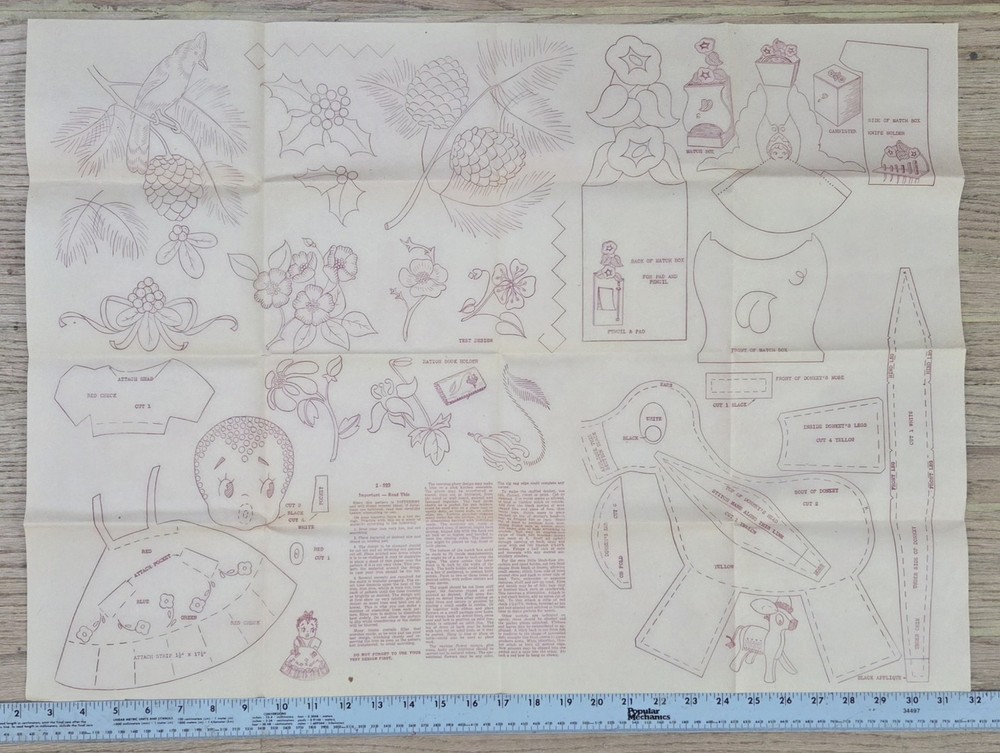 x4 Vintage Doll Stuffed Animal Patterns