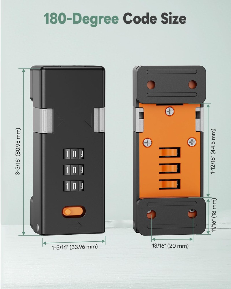180 Degree Barn Door Combination Lock 3 Digit Keyless Security Latch Black