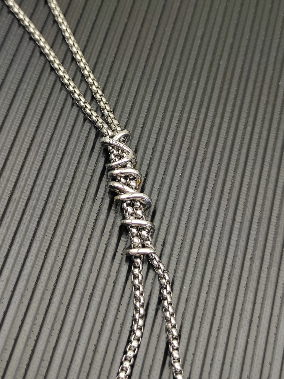 David Yurman Helena Y Necklace Sterling Silver w/ 18K Gold & Diamonds 17.7"