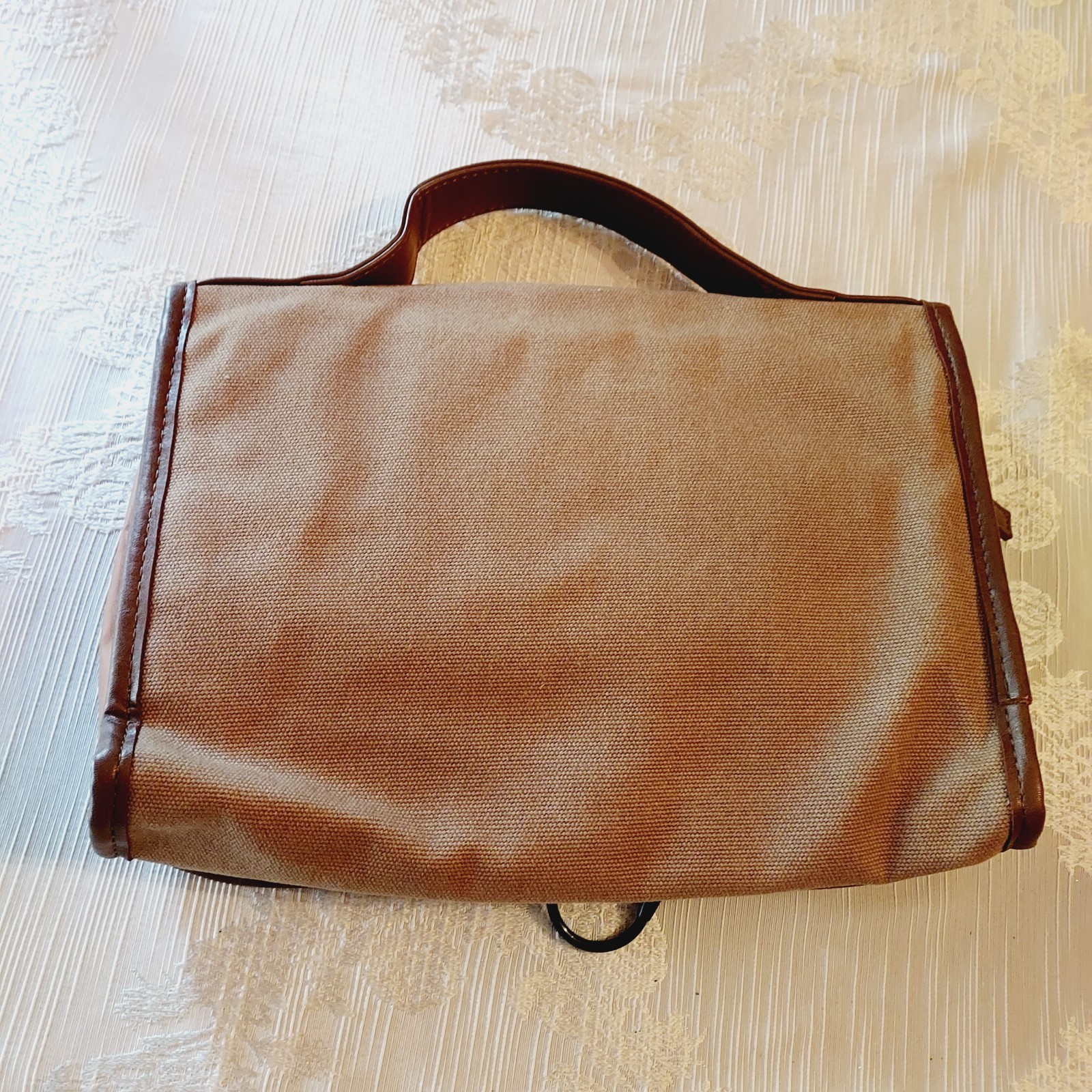 Chaps Ralph Lauren Toiletry Canvas Leather Trim Hang Travel Bag Mens Womens Vtg