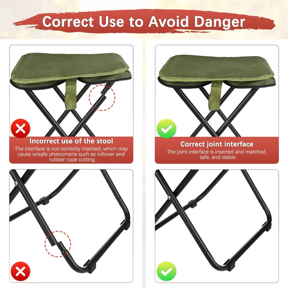 Small Foldable Backpack Stool, 12-Inch Mini Portable Camping Stool Folding Ch...