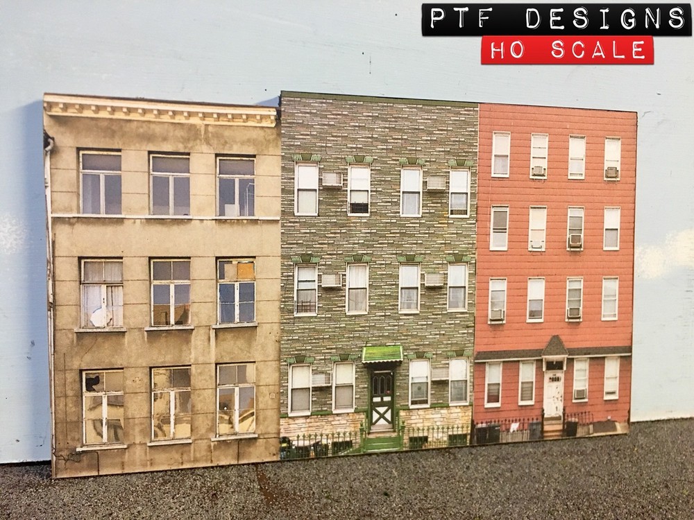HO Scale Apartment #3 Combo Building Flat / Front 3D Background