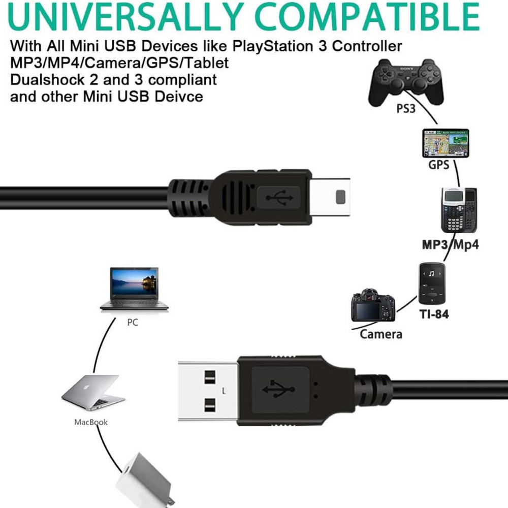 10 FT NEW Wireless Controller USB Charging Cord Cable for Sony PlayStation 3 PS3