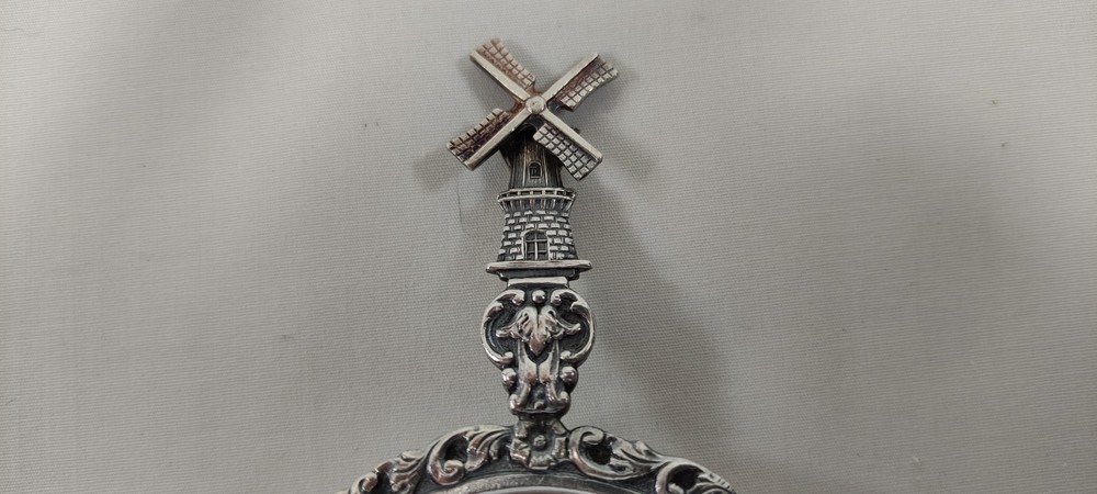 Vintage Dutch Silver Plated Windmill Over Cup Tea Strainer Rotating Sails HH 90