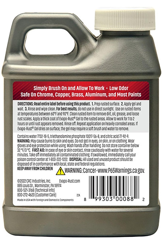 CRC Gel Rust Remover, 8 Fl Oz, Rust Remover for Vertical Surfaces, Eliminates...