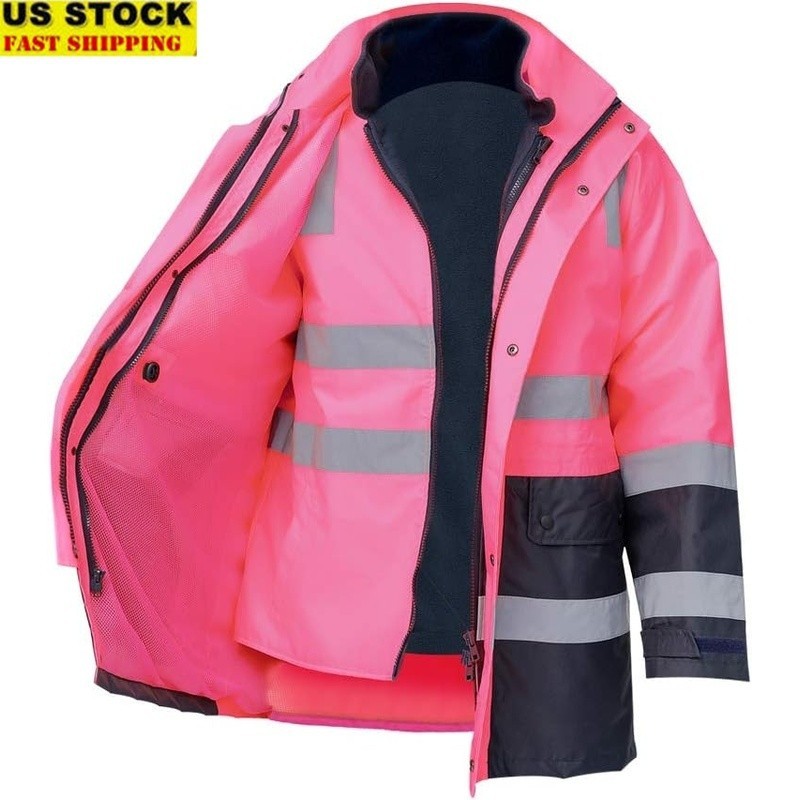 6 in 1 High Visibility Reflective Jacket Safety Outer Inner Waterproof Workwear