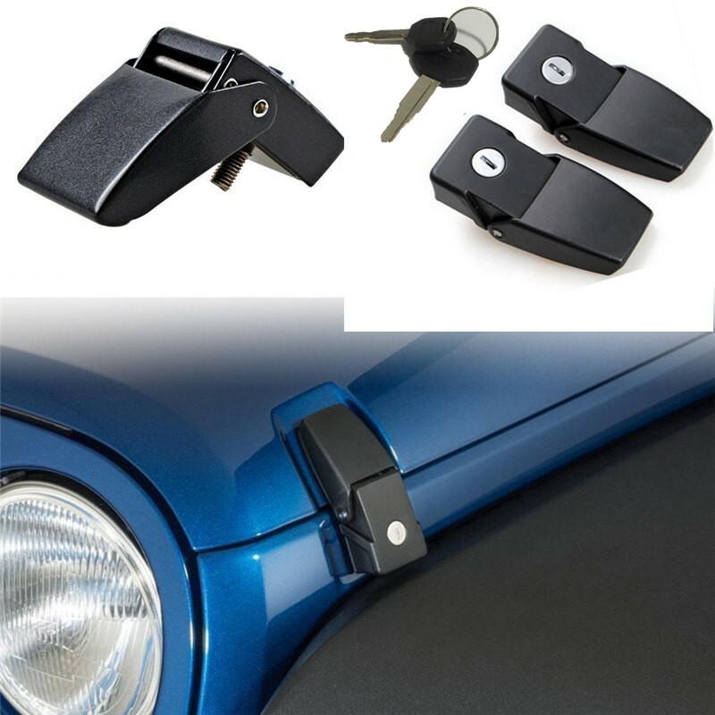 Aluminum Hood Latches Hood Lock Catch Kit Fit For Jeep Wrangler JK JKU 2007-2018