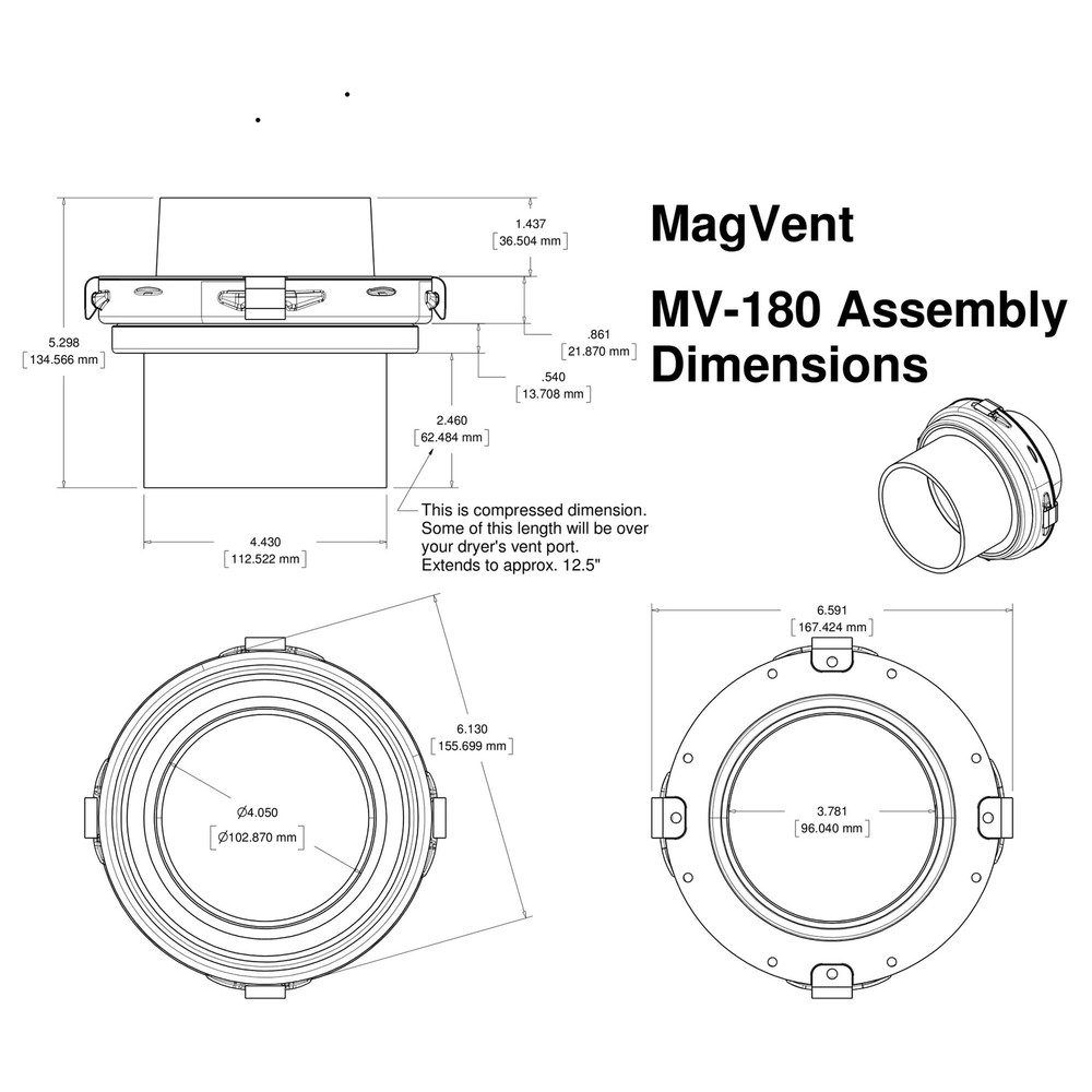 MagVent MV-180 Magnetic Dryer Vent Coupling, Open box