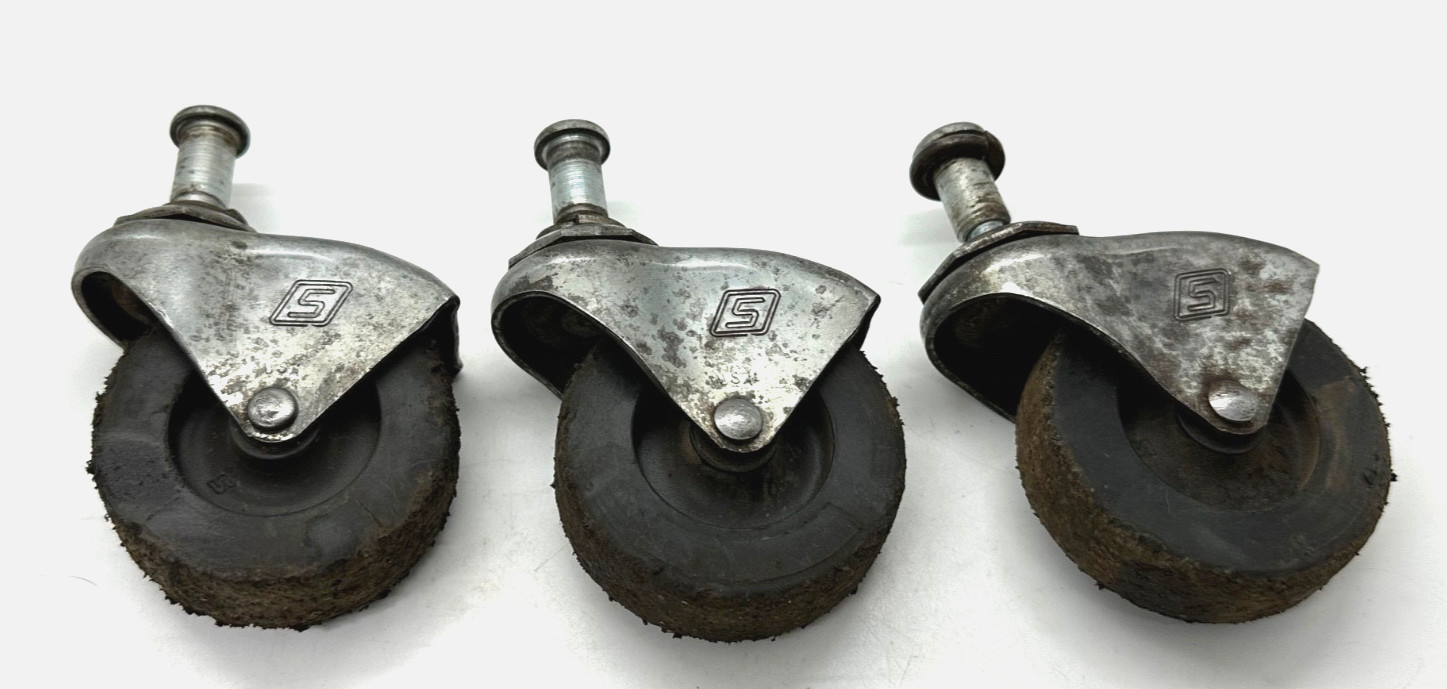 🇺🇸 Snap On Tools OEM Replacement Creeper Caster Wheel Set Lot 2-1/2" Black