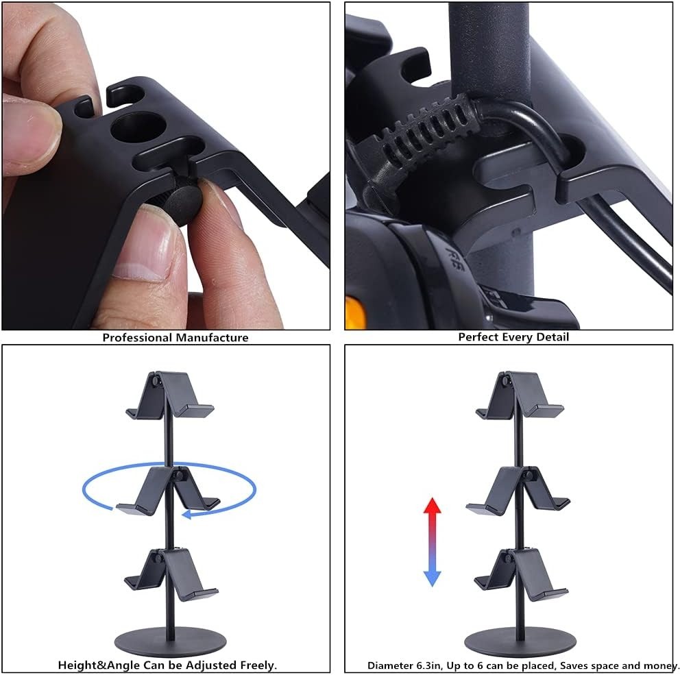 3 Tier Controller and Headphone Stand Adjustable Gaming Organizer Black