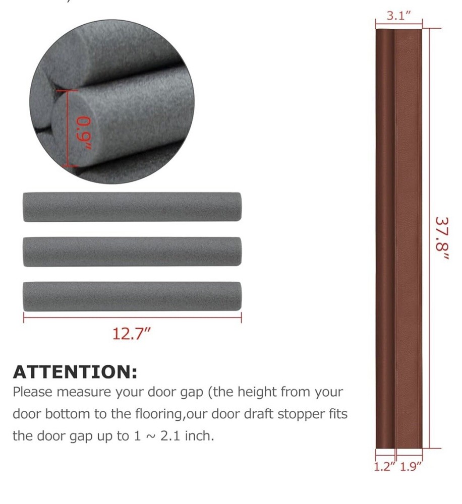 Under Door Draft Stopper Door Draft Blacker Brown Leather 38”