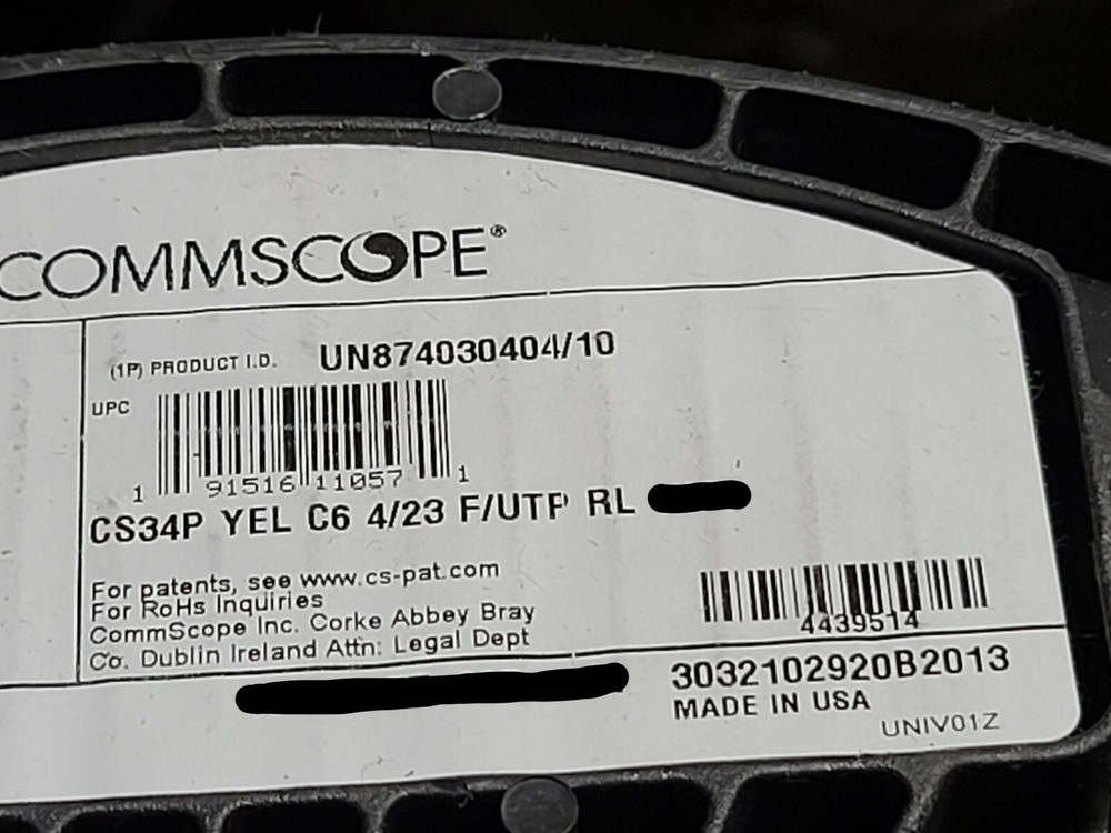 Commscope CS34P 23/4P Cat6 F/UTP WebTrak Shielded Network Cable CMP Yellow/100ft
