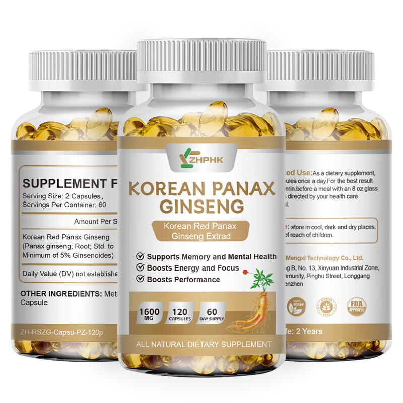 Korean Red Panax Ginseng 120 Capsules - 1600mg Extra Strength NON-GMO No Fillers