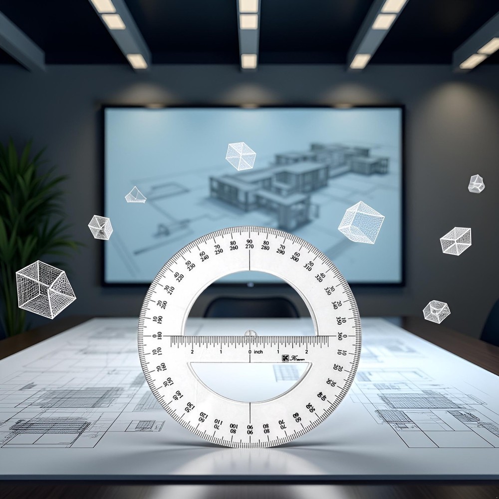 1Pc White 360 Degree Protractor Round Ruler Gauge Angular Drafting Tools Circle